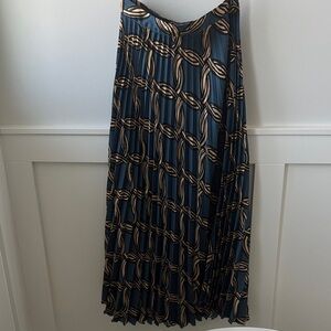 Mango Blue and Tan Patterned Maxi Skirt
